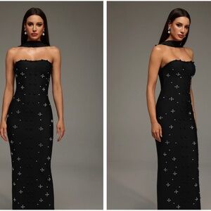 Nesya Sleeveless Pearl Bandage Maxi Dress Bella Barnett